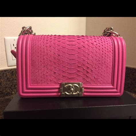 chanel pink python boy bag|chanel python clutch bag.